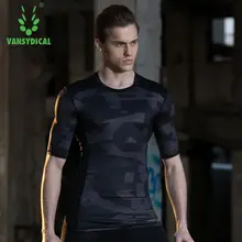 Vansydical Jogger футболки мужские фитнес компрессионные рубашки с коротким рукавом быстрый сухой Баскетбол бег тренажерный зал Спорт бег топы