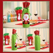 Рождественские украшения Санта Клаус бутылка вина сумки снеговик подарки Шампанское Блестки держатели Xmas Главная ужин вечерние настольные украшения