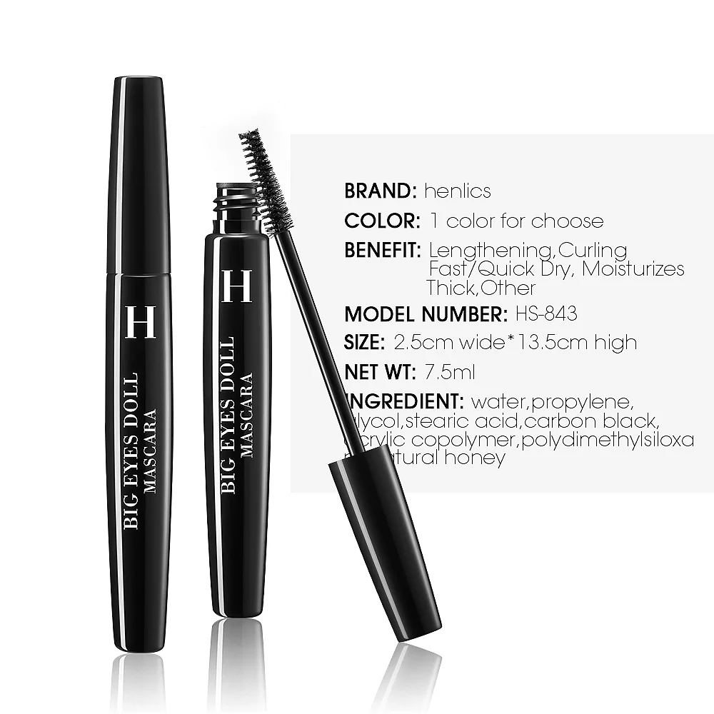 HENLICS набор для макияжа глаз Тушь + Черный Eye Liner Pencil Make Up Brush Tool 24 часа Долгое