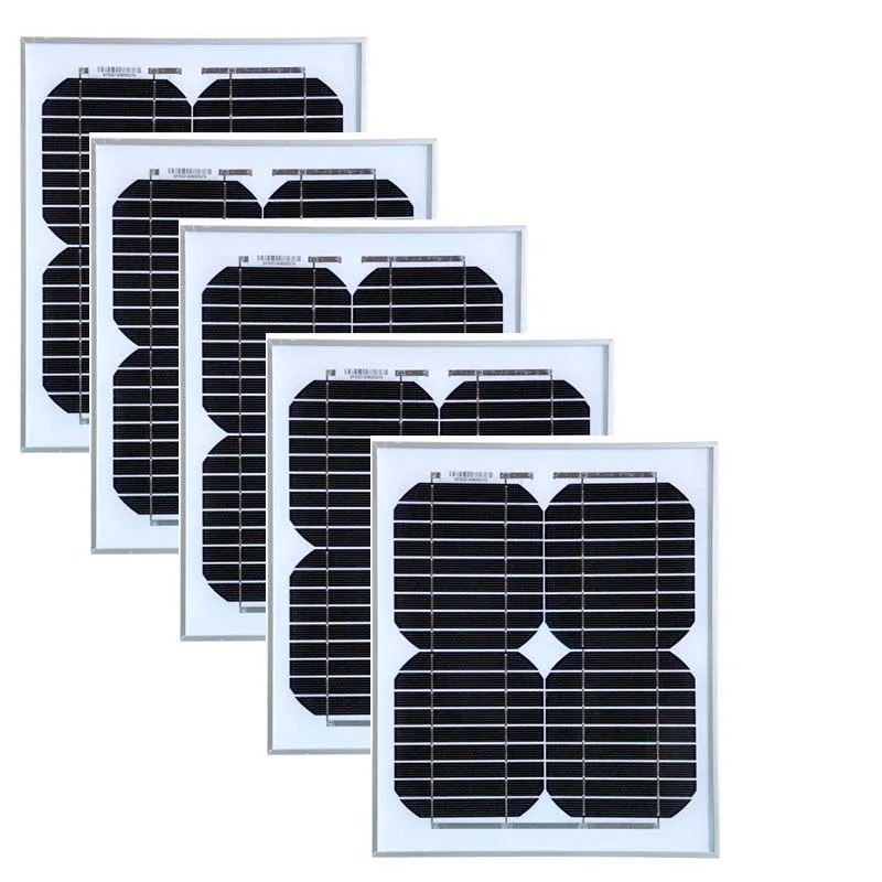 5 PCs  Solar Module 12v 10W Solar Panels 50w Camping Car Caravan Solar Off Grid Solar Light System Motorhome Rv 