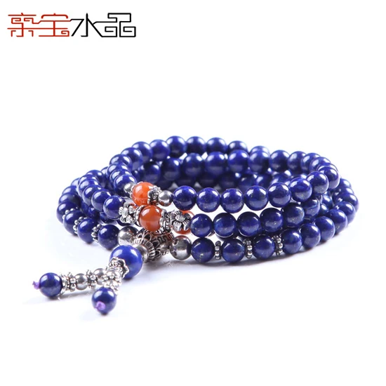 

Natural blue lapis lazuli bracelet female carbunde red agate 925 pure silver
