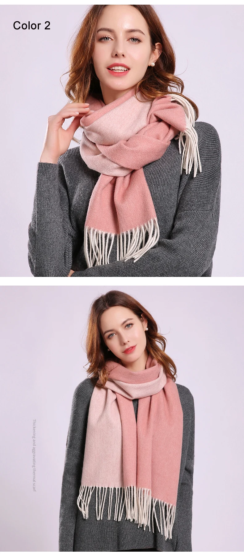 Брендовый шарф из натуральной шерсти, женские шали и палантины для дам, мягкий теплый шейный платок из пашмины, однотонные зимние шарфы из чистой шерсти