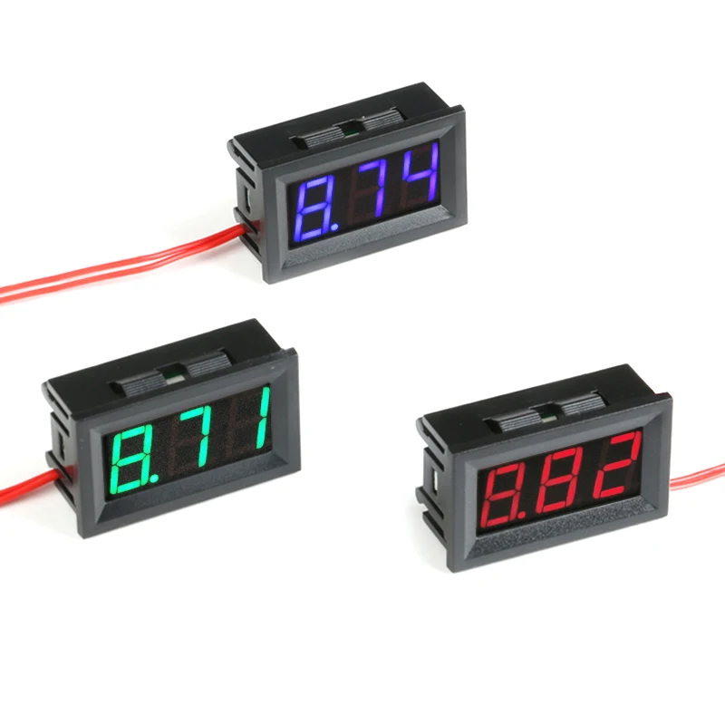 AC 30-500 В для автомобилей, мотоциклов, транспортных средств, светодиодный вольтметр с цифровым дисплеем, 2 провода, мини-измеритель напряжения, Вольт-тестер, панель, красный, зеленый, синий