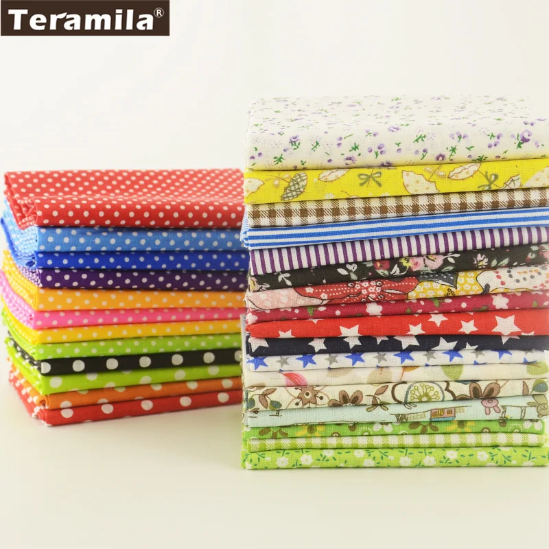 

Teramila Cotton Paid Fabrics 25 Different Designs Charm Packs Fat Quarter Meter Quilting Patchwork Craft Dolls Beginners