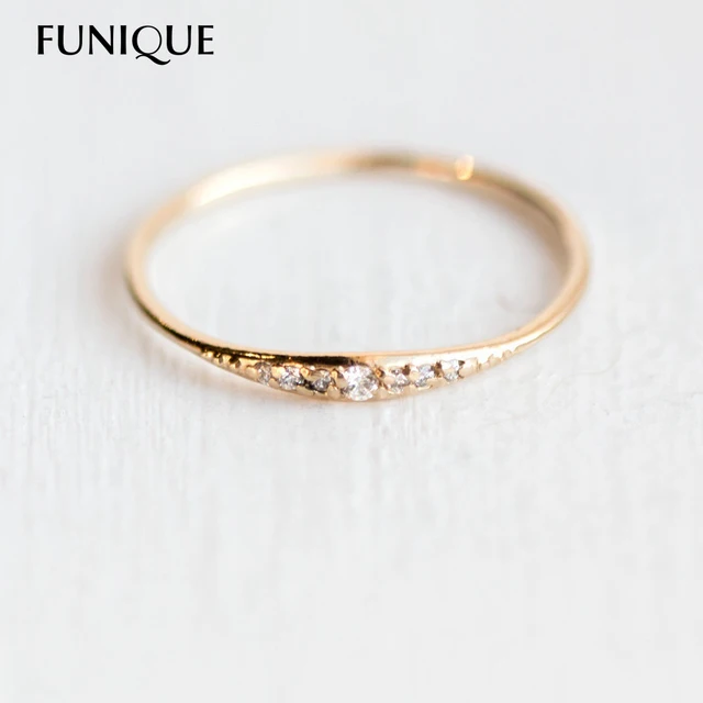 Funique 2018 New Design Small Cute Rose Gold Color Crystal Wedding Funique 2018 New Design Small Cute Rose Gold Color Crystal Wedding Rings For Women Jewelry Round