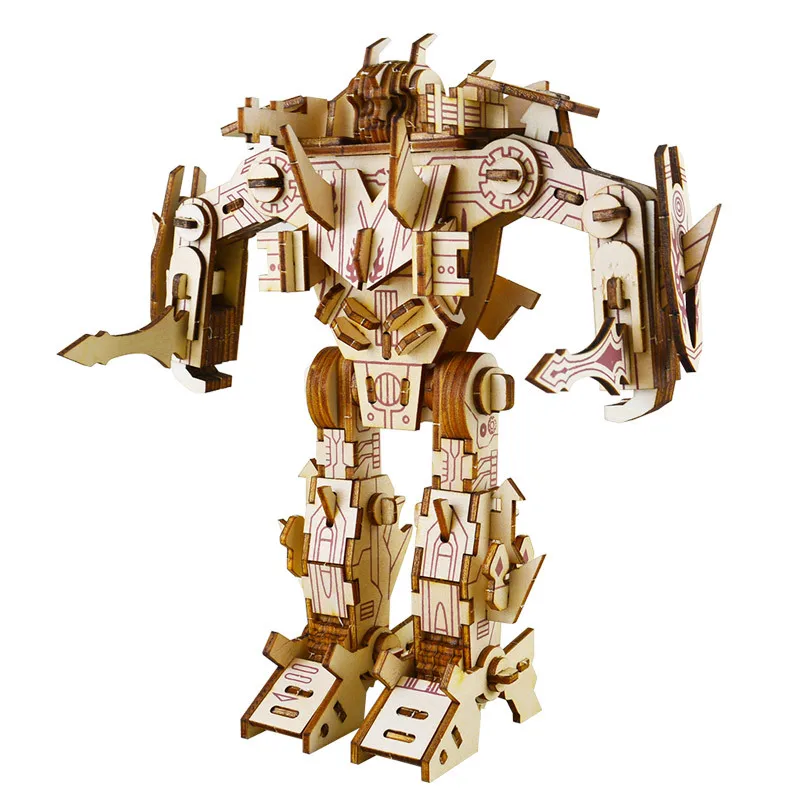3D Wooden Puzzle Mecha Craft Kit DIY Educational Assembly Mechanical Model Toy B 