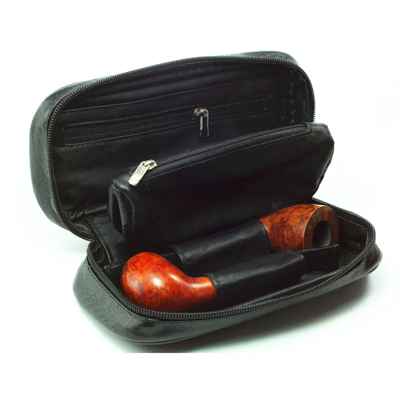 

18.5*8.5cm Brown Black Orange Stripes Leather Tobacco Pouch Bag Portable Single Double Pipe Tobacco Storage Fashion Gift
