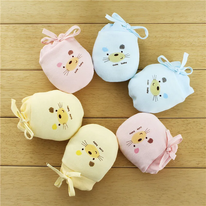0 3months 100 Cotton Baby Proof Gloves Neonatal Gloves Comfortable