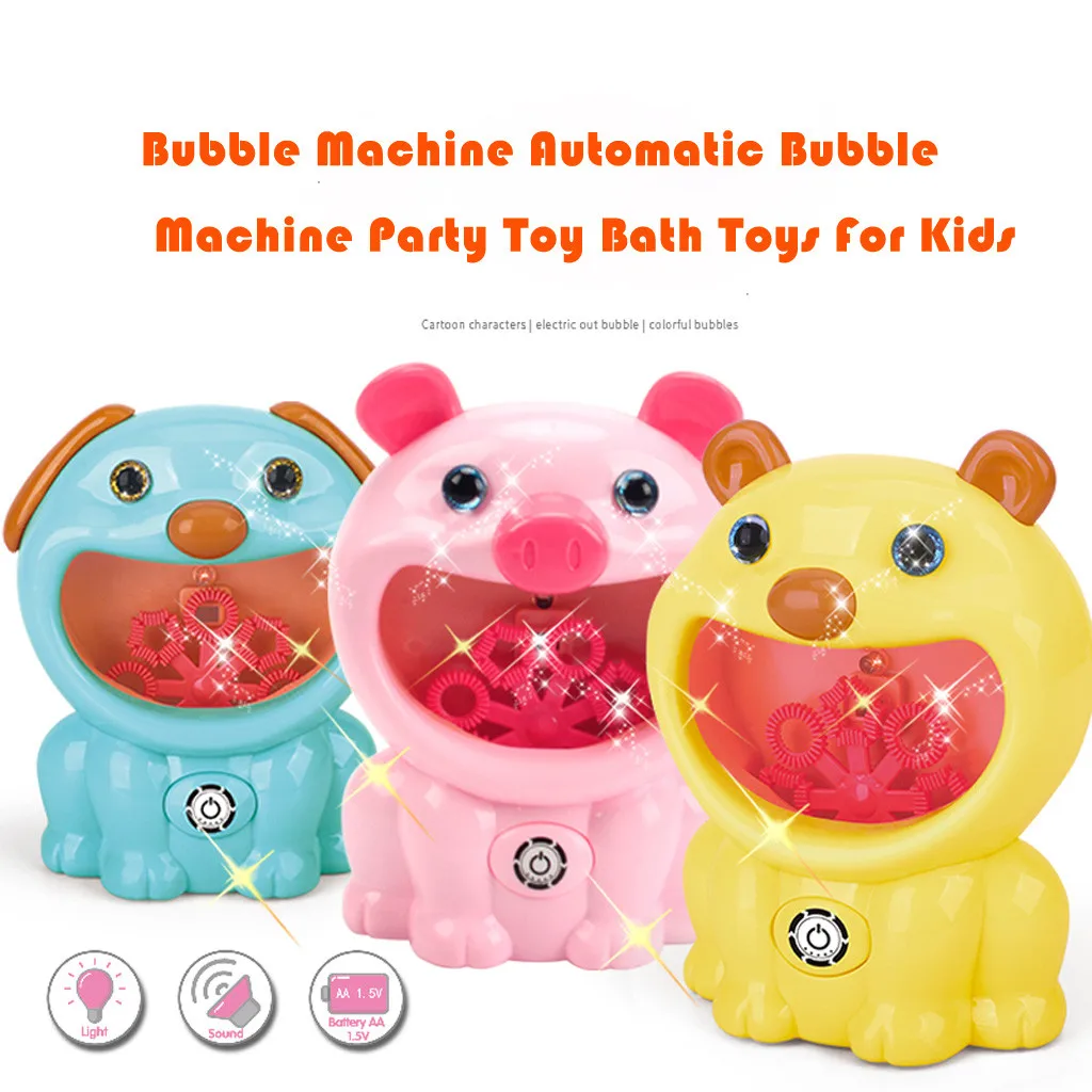 

Children Cartoon Toy Bubble Machine Automatic Bubble Machine Party Lighting Music Toy Bath Toys For Kids Empty Bottles