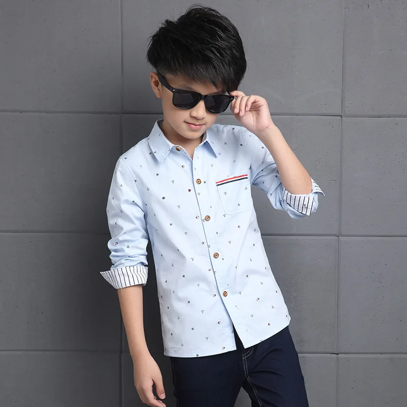 2018 Spring Long Sleeve Boys Shirts Children Clothing Polka Dot Big 2018-spring-long-sleeve-boys-shirts-children-clothing-polka-dot-big