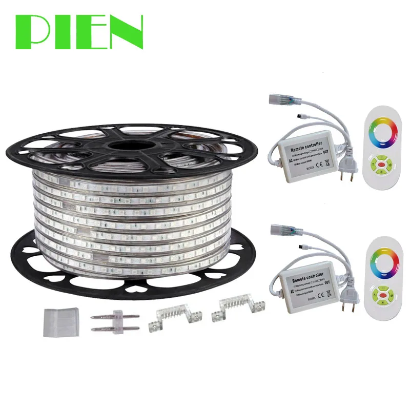 buy 220V LED Rope light 5730 180 leds m flexible strip + RF Remote controller 50m by DHL