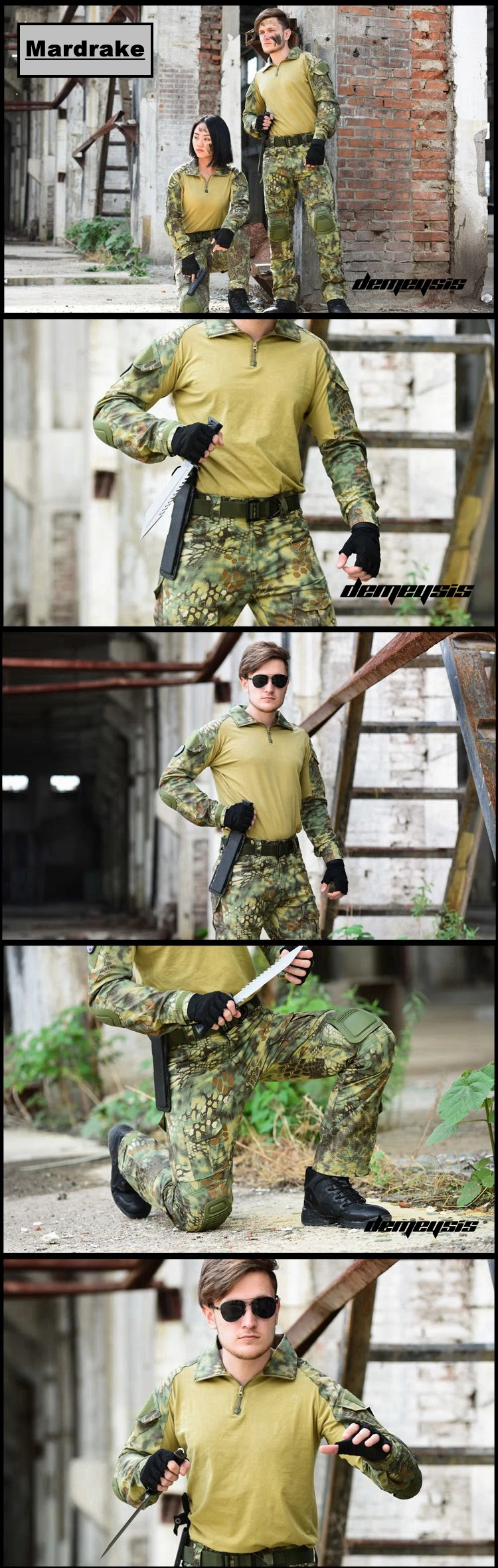 Страйкбольная тактическая Униформа боевая рубашка брюки с налокотниками наколенники Военная охотничья одежда Мультикам камуфляж пустыня камуфляж