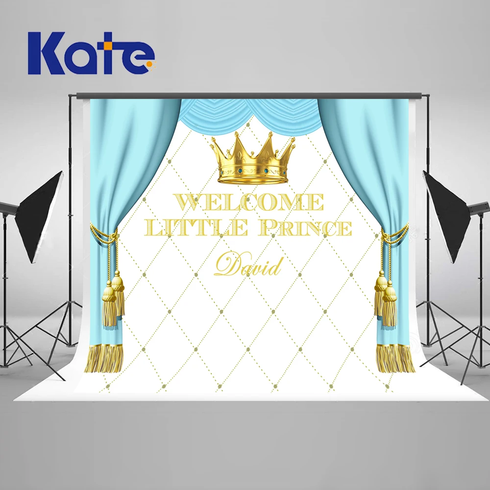 

Kate Blue Curtain Children Happy Birthday Photography Backdrops Princess Background Custom Made Boy Girl Backgrounds