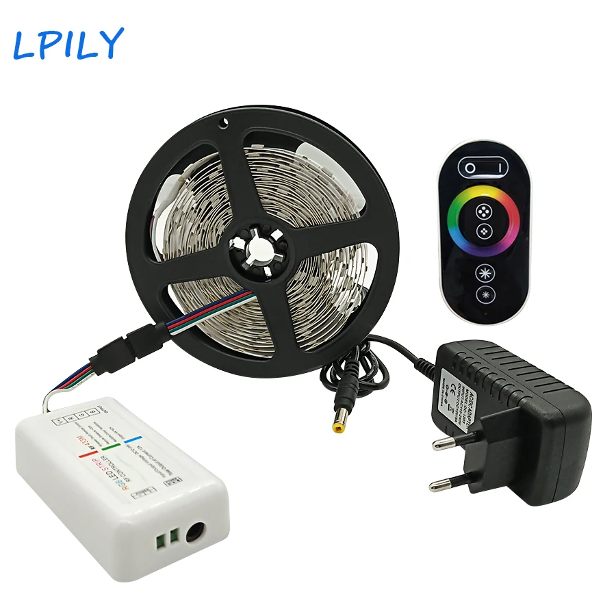 LPILY SMD RGB LED Strip DC 12V 5050 Waterproof lamp Led Tape 10M 5M diode ribbon Flexible Rf touch Controller Adapter set | Лампы и