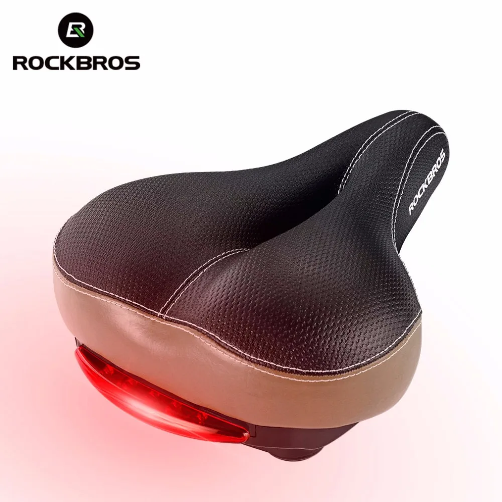 Дешево ROCKBROS MTB велосипедное седло задний фонарь Подушка Велосипедное кожаное седло рельс полый мягкий велосипедная часть переднее сиденье коврик ...