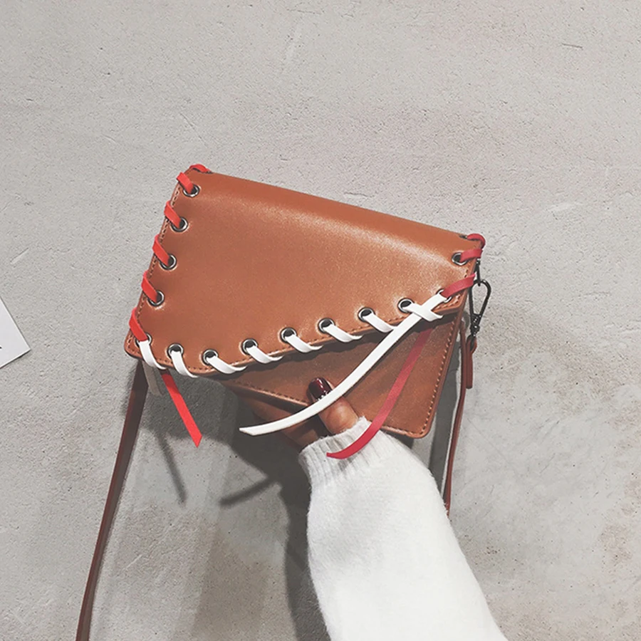 

Knitting Style Women Shoulder Bag 2018 Fashion Criss-Cross Women Messenger Bag Cute Girls Flap PU Leather Females Crossbody Bags