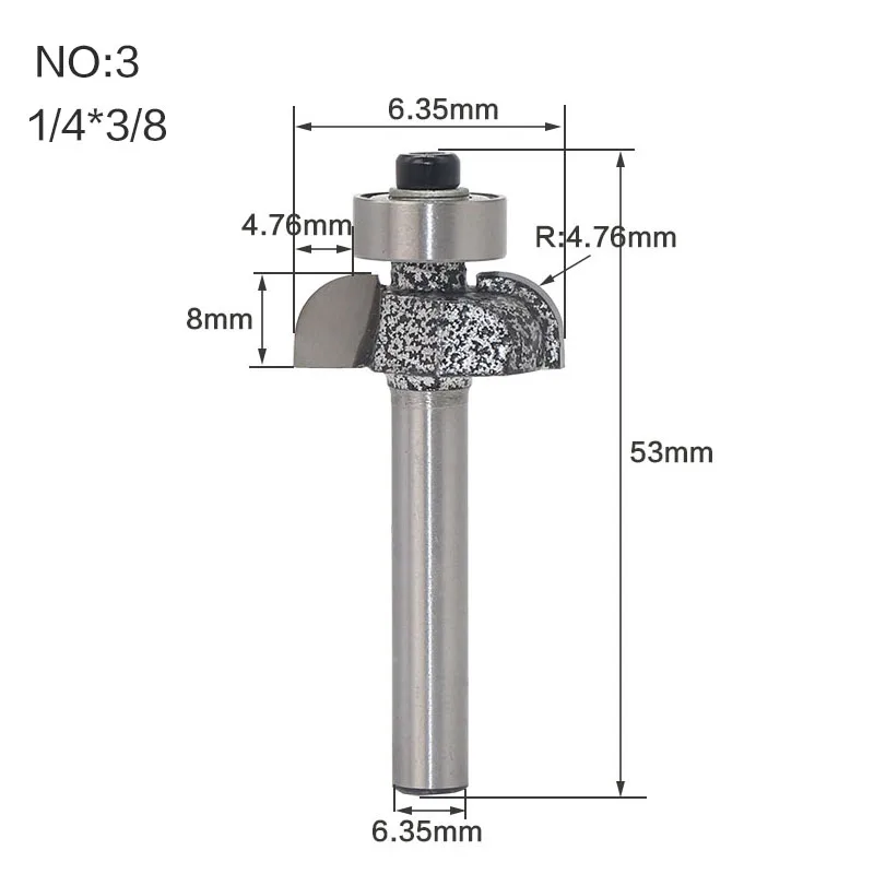 1 шт. 1/" 1/4" хвостовик круглый нос Угол заземления концевые фрезы Карбид Вольфрама круглый канавок бокс фрезы для дерева - Длина режущей кромки: NO 3