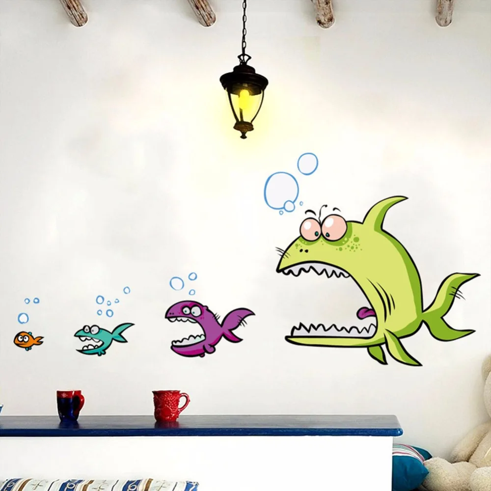 Underwater World Kartun Buaya Ikan Besar Ikan Kecil Untuk Bayi Kamar