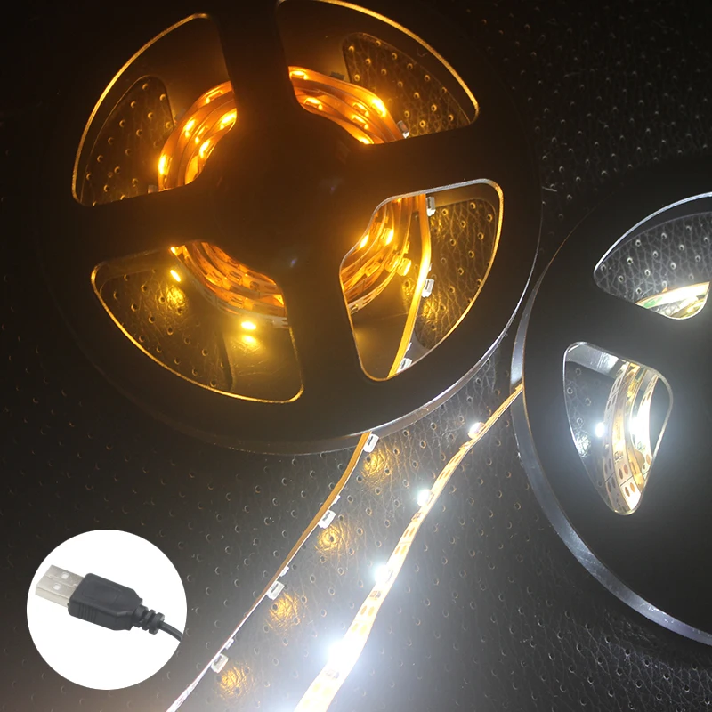 Светодиодный источник питания для шкафа 5 В 50 см 1 м 2 SMD 3528/5050 USB кабель ТВ фоновая