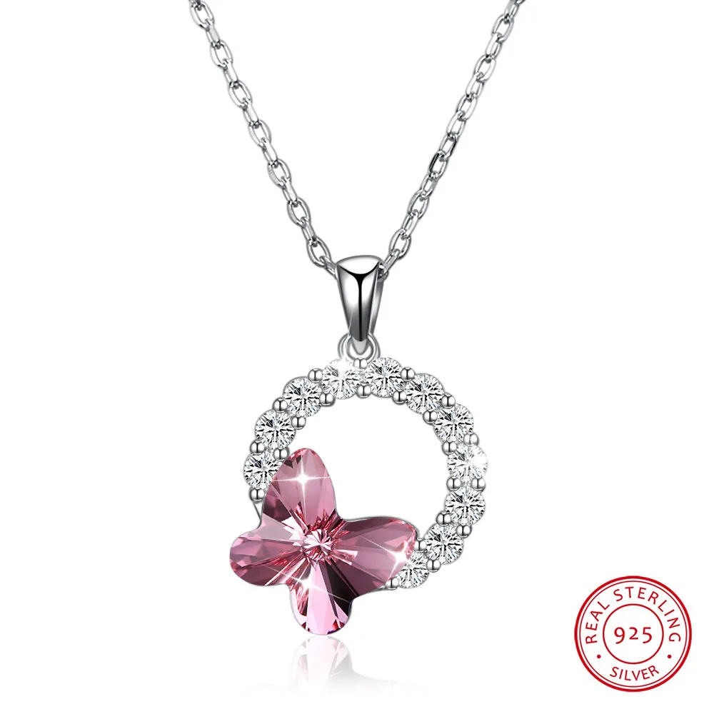 Ожерелье с подвеской в виде милых бабочек колец кристаллы Swarovski Element ожерелье из