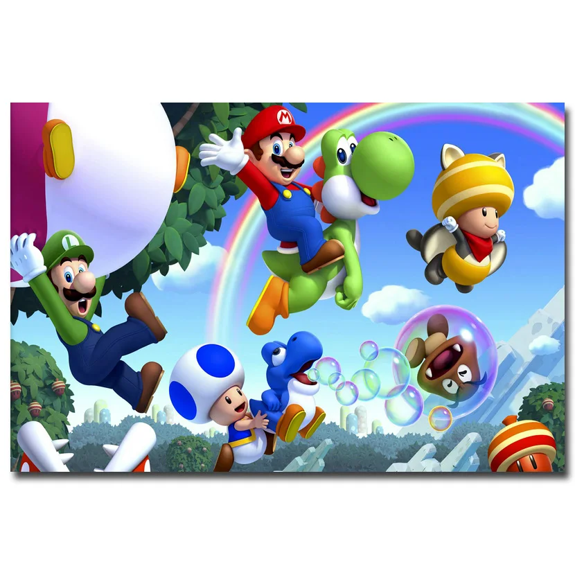 

NICOLESHENTING Super Mario Bros Art Silk Fabric Poster Print 13x20 24x36 inches Games Pictures For Wall Decor 028