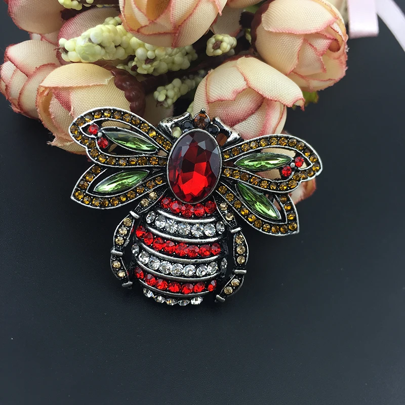 2 Stück Hummel Insekt Tier form Brosche Vintage Damen Kristall Strass für