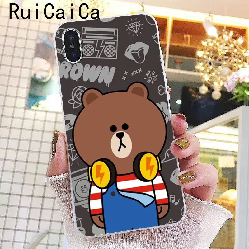 Ruicaica Line Friends коричневый Медведь Мягкий чехол для телефона iPhone 8 7 6 6S Plus X XS MAX 5 5S SE XR 10 Чехол