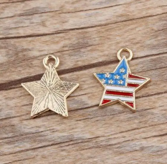 new 50pcs American Flag Pendants Metal Charm Pendants DIY Jewelry