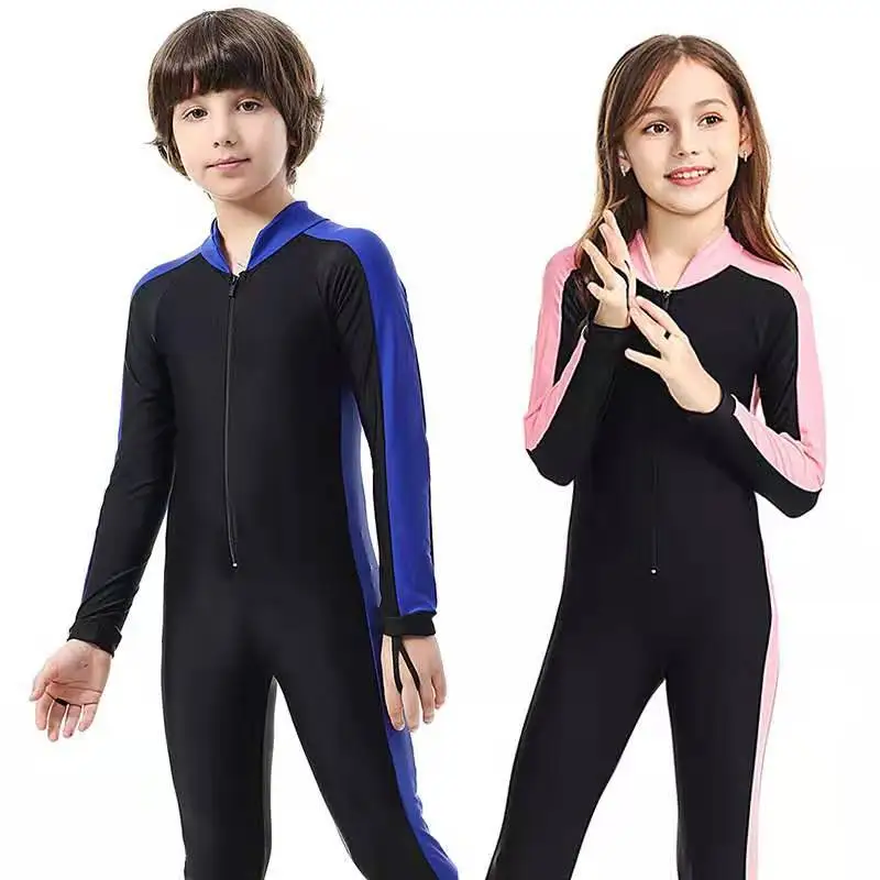 

Kids Swimsuit Sun Protective Diving Suit For Boys&Girls Good elasticity Wetsuit for Children Solid Kids Full Body Diving Suits