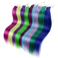55 см парик с цветным выделением синтетические волосы для наращивания Клип В 1 шт красочные полоски длинные прямые волосы кусок для женщин Девушка