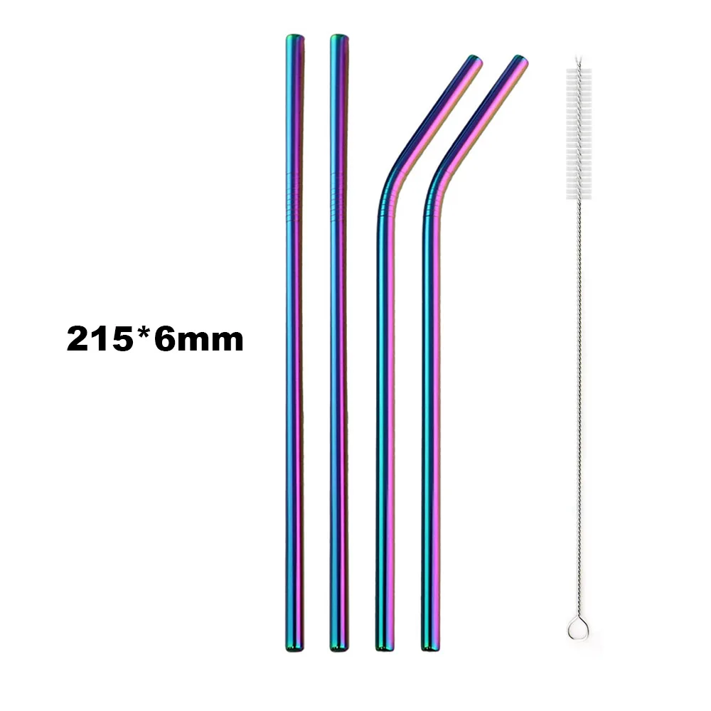 Premium Reusable Stainless Steel Drinking Straws with Cleaning Brush - Eco-Friendly Bar and Party Accessories
