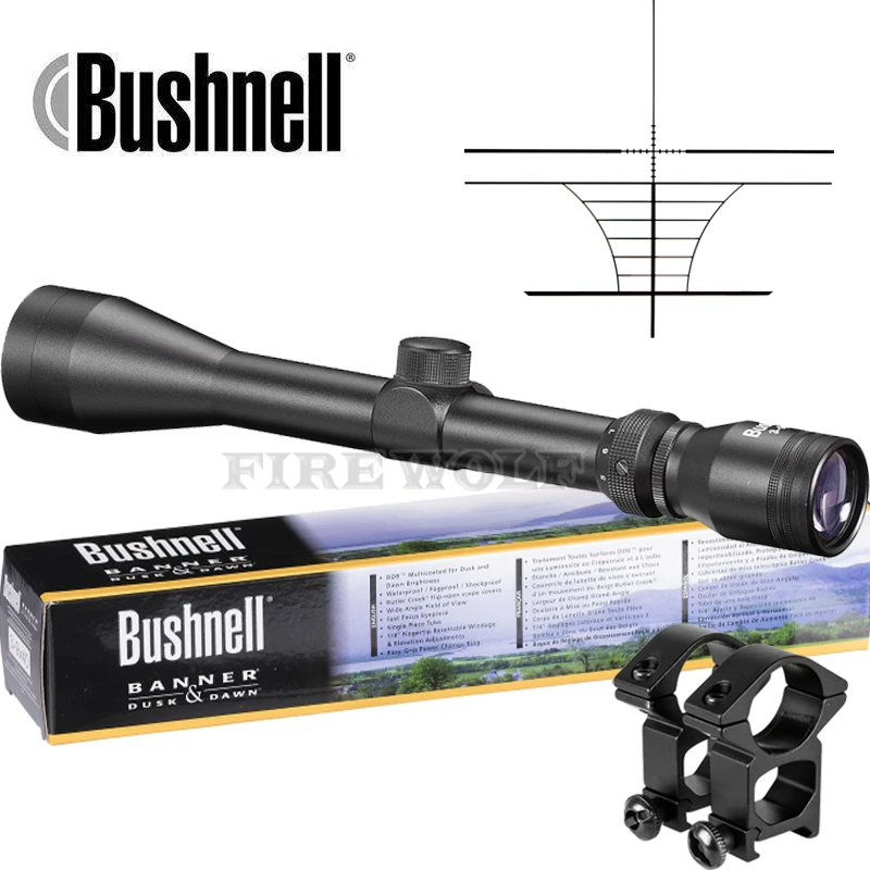 

BUSHNELL 3-9X40 Riflescope Adjustable Green Red Dot Hunting Light Tactical Scope Reticle Optical Sight Scope