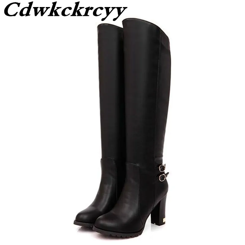 

winter Europe America New pattern High cylinder Women Boots fashion Round head Side zipper Nightclub sexy High heel boots 34-43