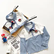 Tonytaobaby/модные хлопковые рубашки с отложным воротником и героями мультфильмов; новое осеннее платье для мальчиков и девочек с галстуком-бабочкой