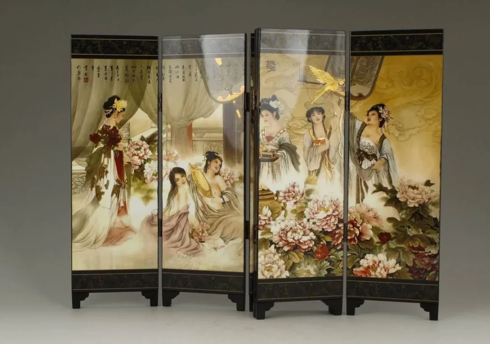TNUKK(мини) изысканный китайский классический лаковый рисунок складной экран красоты купание