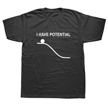 Забавные футболки с принтом I Have Potential Energy, мужские летние модные футболки с коротким рукавом, топы с физическим учёным