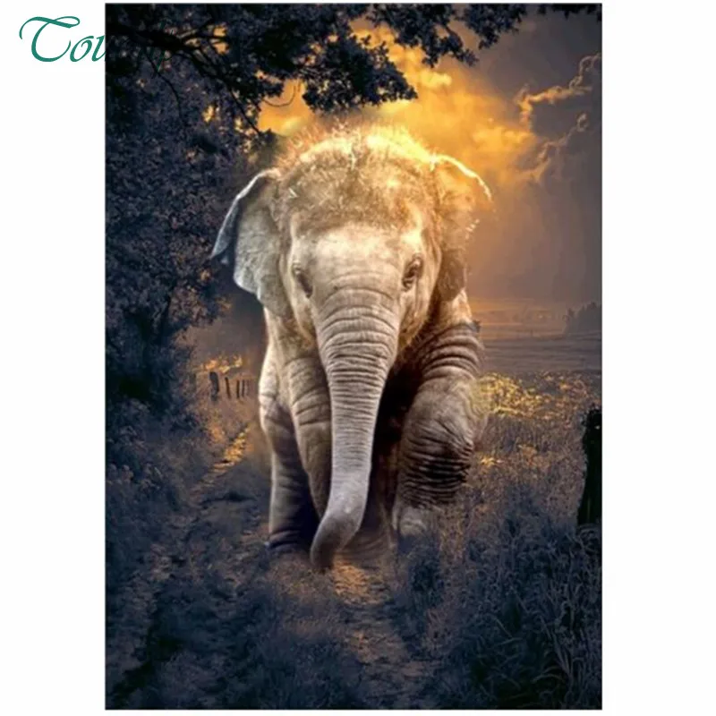 

Touoilp 5d Circle Diamond DIY Diamond Painting "Elephant" Handmade Diamond Embroidery Art Cross Stitch Mosaic Decoration Gift