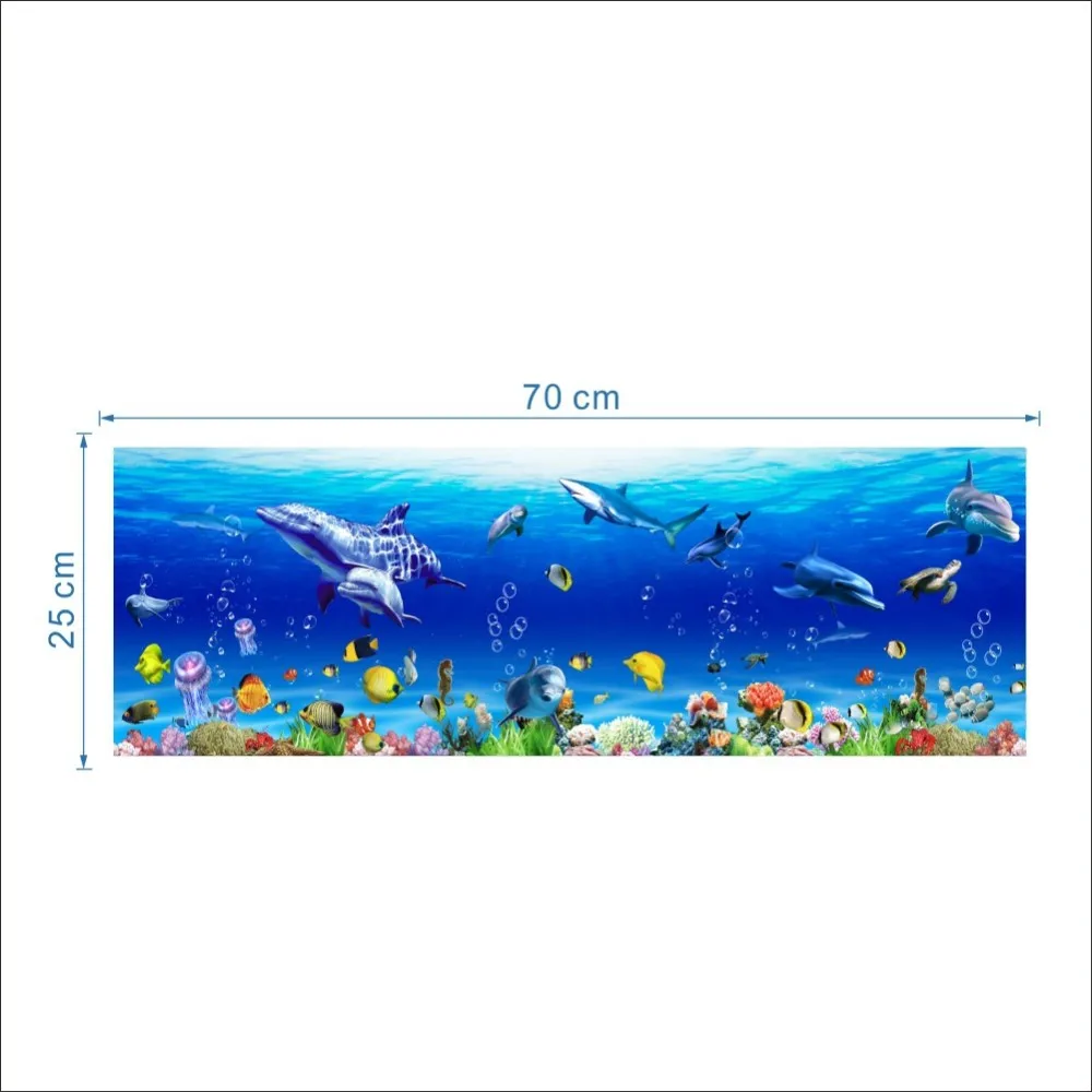  % Underwater World Wall Stickers Kids Rooms Fish Shark Dolphin Marine Wall Art Decals Kindergarten  - 32771221475