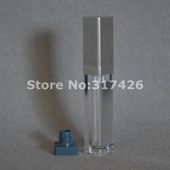 

8ml square shape lip gloss tube with LED light &mirror silver lid for lip balm tube/ lip stick tube/lashes grow tube packing