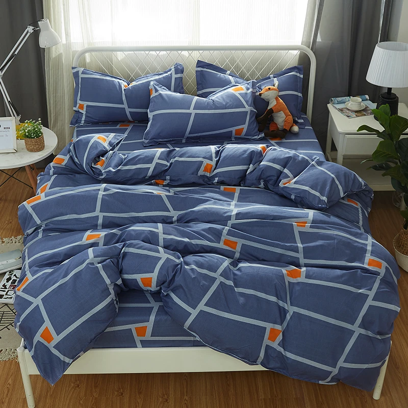 Navy Blue Plaid Bedding Sets Full Twin Queen King Size Bedsheet Pillowcases Quilt Cover Duvet Cover Modern Business Fashion Bedding Sets Aliexpress