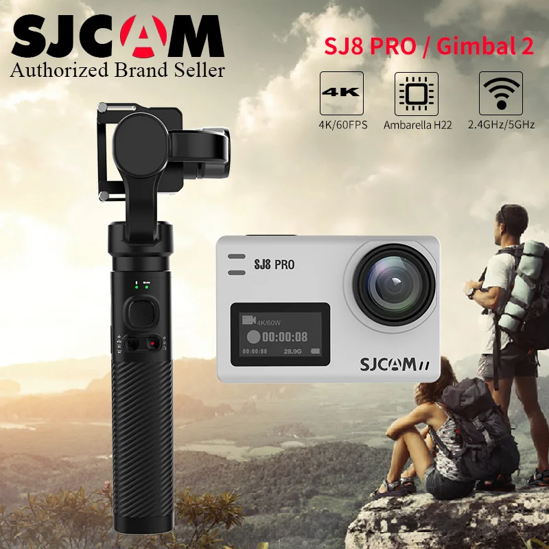 

SJ-Gimbal 2 Original SJCAM Handheld 3 Axis Stablizer/8*Digital Zoom SJCAM SJ 8Pro WIFI Remote Control touch Screen Sports DV