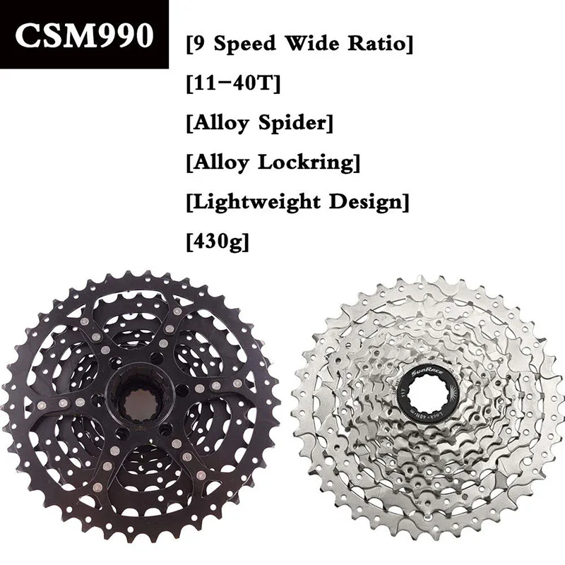 Sunracing 9 speed 11-40T велосипед CSM990 кассета MTB велосипед свободного хода адаптер горный велосипед кассета