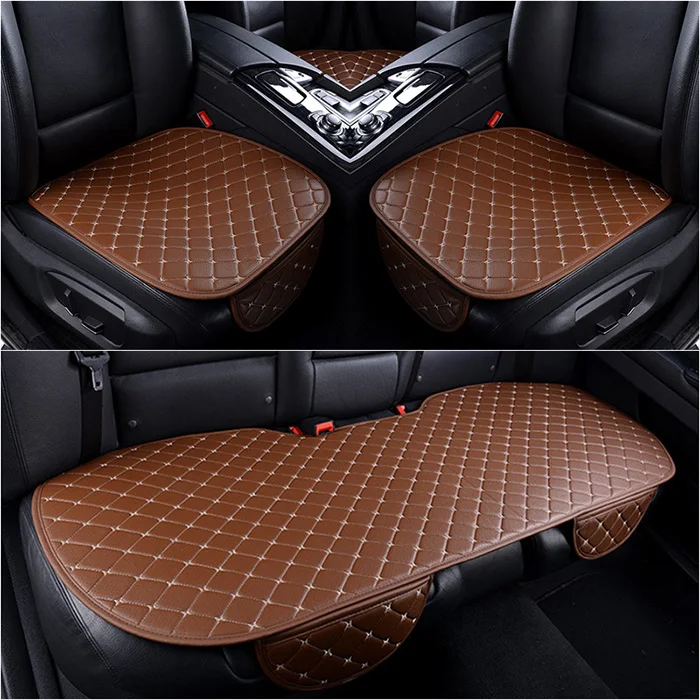 3Black PU Car Interior Accessories Seat Cover Front Rear Seat Cushion Breathable