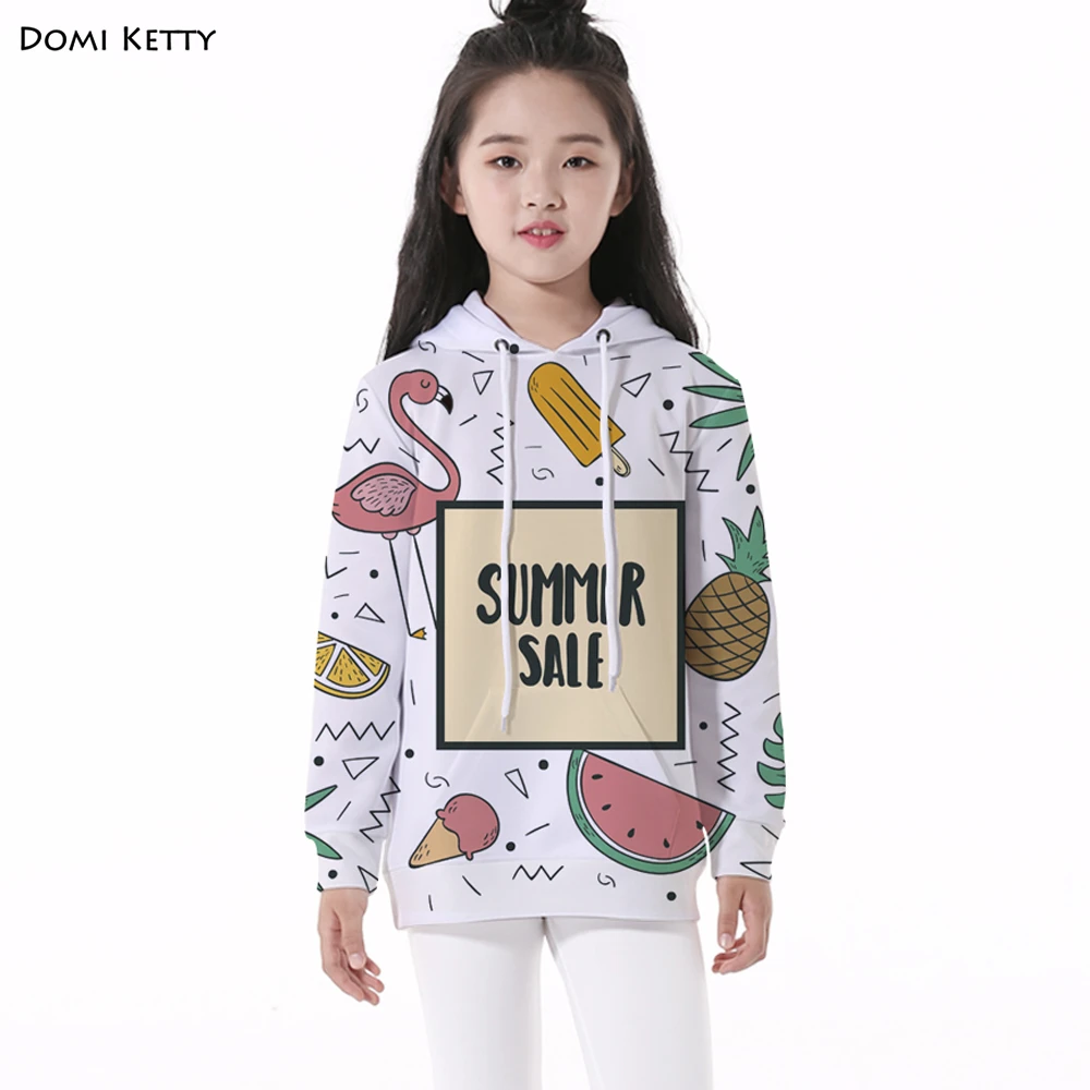 

Domi Ketty girls hoodies print flamingo fruits party children casual long sleeve sweatshirts cartoon kids boys pullover clothes