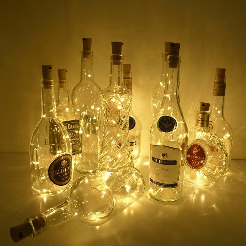 

2m 20 LED Bottle Cork String Lights Wine Bottle Mini Copper Wire Battery Operated Starry lights for DIY Christmas Halloween