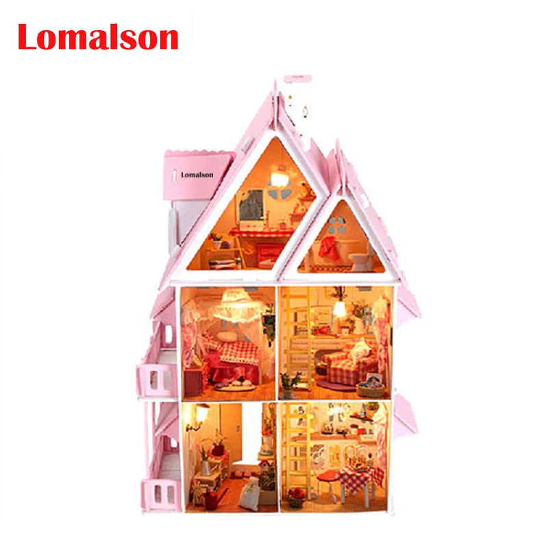 

Girl toys Assembling DIY Miniature Model Kit Wooden Doll House,Unique Big Size House Toy With Furnitures