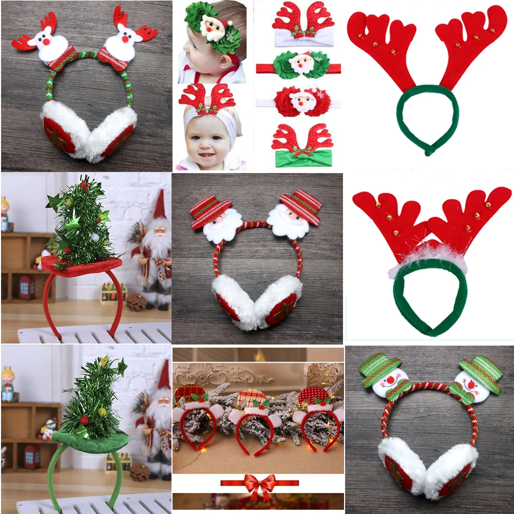 

14 Styles Adult Kids Christmas Xmas Novelty Headband Costume Hair Clip Reindeer Santa Headbands