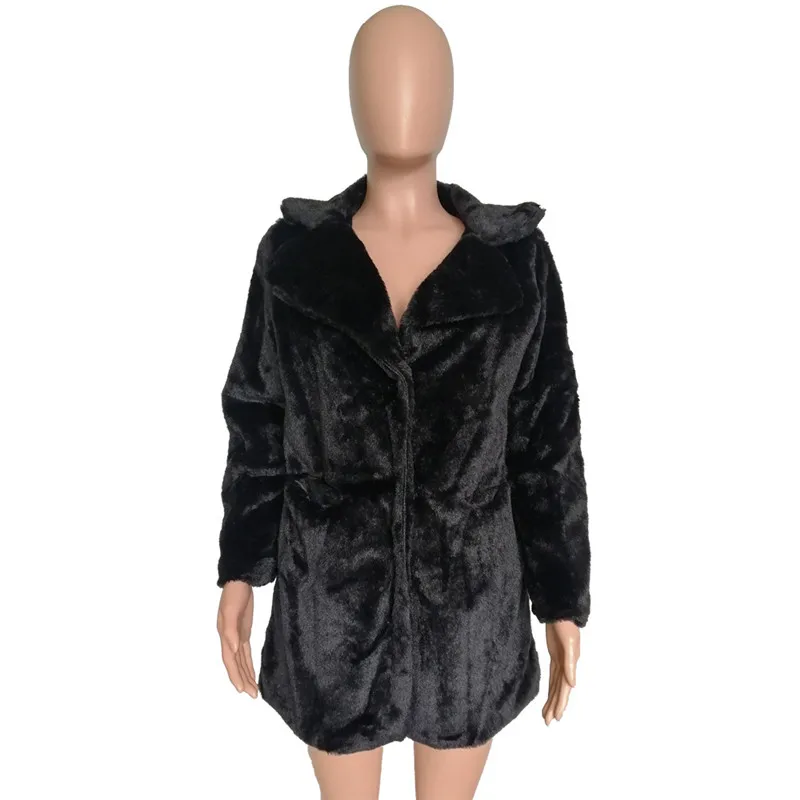 Пальто из искусственного меха Для женщин Черный цвет; Большие размеры пальто 2018 осень-зима Новая Европа Америка Лидер продаж свободные