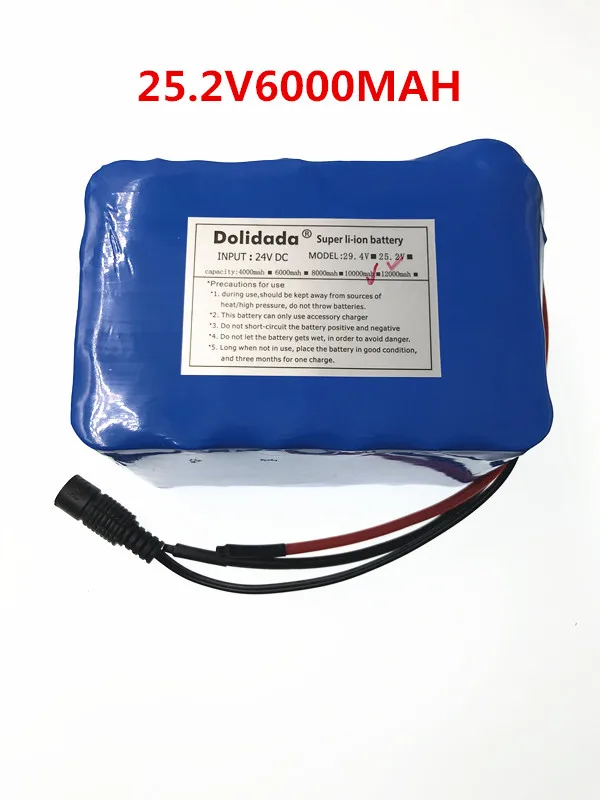 

2018 New 25.2V 6000 mah 18650 Battery lithium battery 25.2v Electric Bicycle moped /electric/lithium ion battery pack+Charger