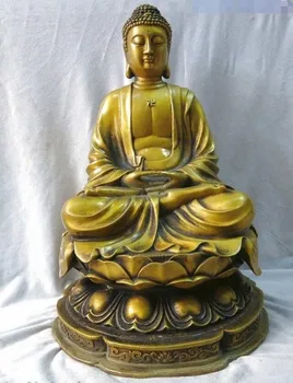 

YM 307 17" China pure brass fine workmanship carved beautiful Sakyamuni buddha Statue
